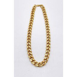 Heavy Gold Tone Cuban Link Chain Necklace 16” Unisex Y2K Streetwear Hip Hop